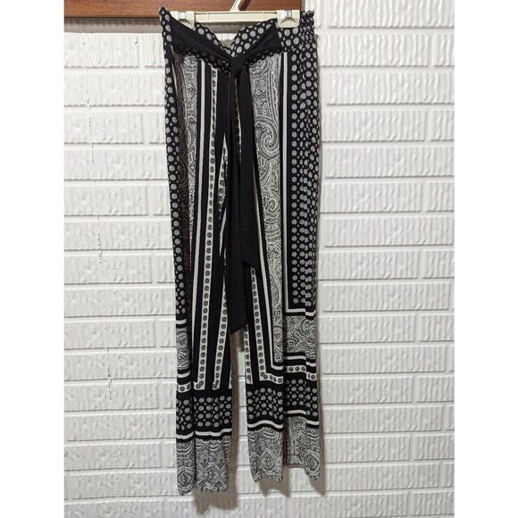 INC International Concepts Women's Black & White Abstract Pattern Jersey Knit Pa - Picture 1 of 7